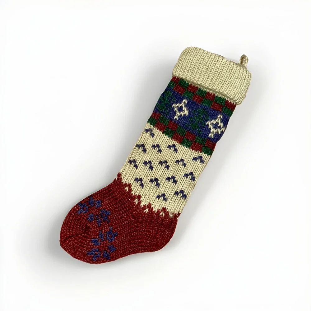 Vintage Knit Sweater Style Stocking Rustic‎ Primitive Russ Berrie